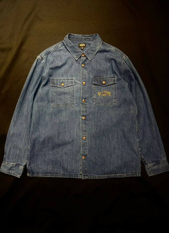 Men's Casual Denim Blue Shirt - XL Size