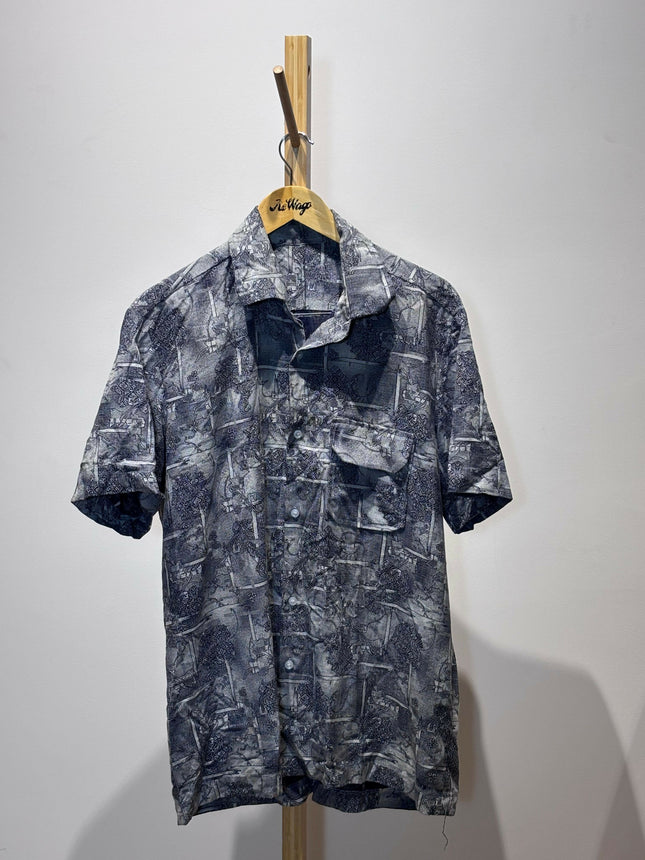 Men's Casual Charcoal Gray Short-Sleeve Shirt - XXL size