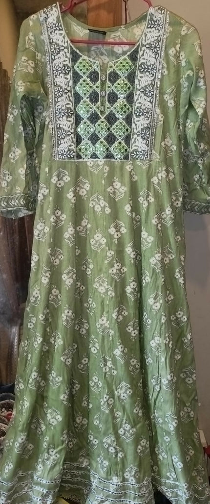 Women's Casual Green Salwar Kurta -