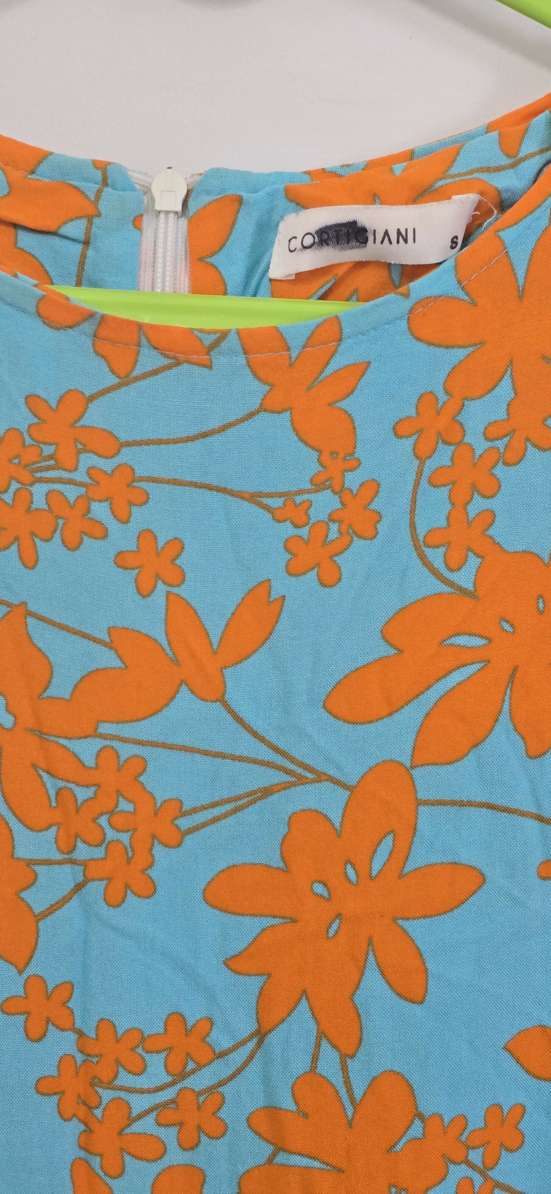 Cortigiani Orange and blue Rayon Maxi Dress – Small Size – Rewago