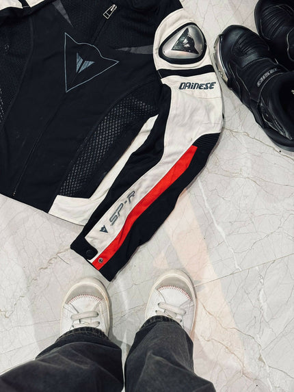 Men's Vintage Leather Racing Moto Jacket -