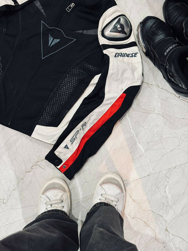 Men's Vintage Leather Racing Moto Jacket -