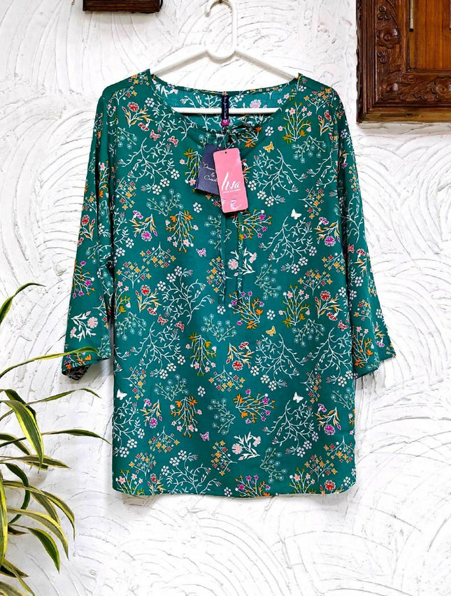 LIVA Women's Emrald (Sea Green) Beautiful Tunic Top - XL Size