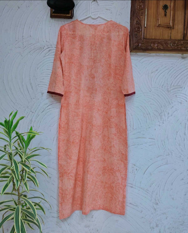 Libas Embroidered Sharbati (Pastel Orange) Kurta