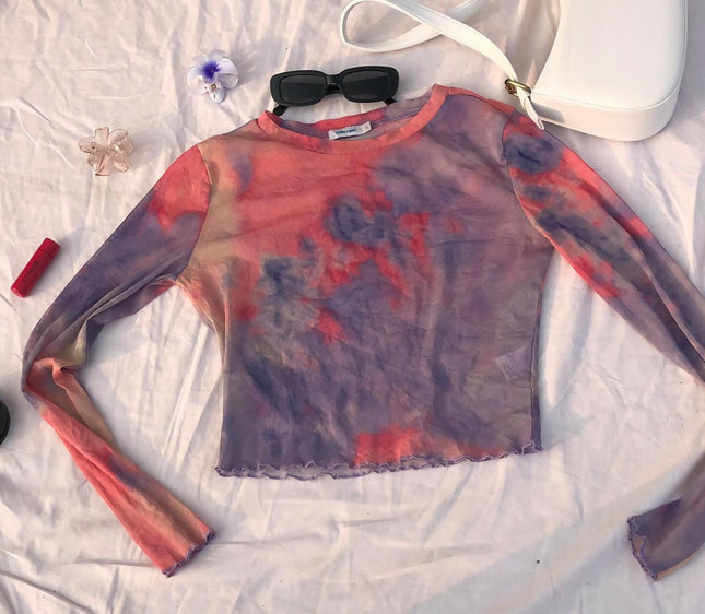 Women's Pink Purple Mesh Top - S Size [NEW]