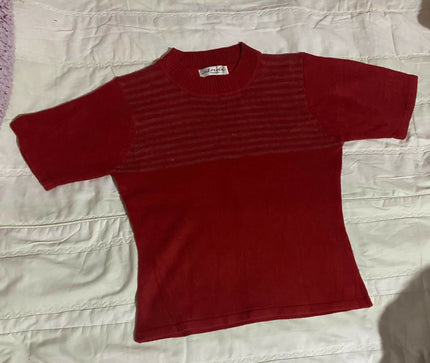 Women's Casual Red High Crop Top - S Size