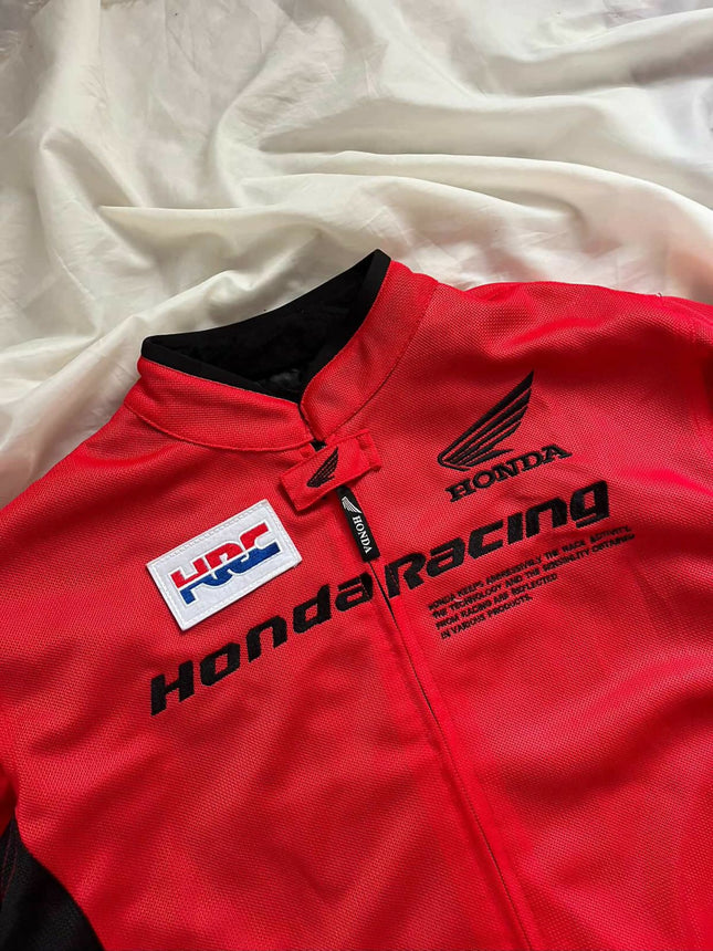 Vintage Men's Racing Red Motorcycle Jacket - XL Size