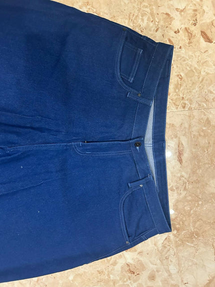 Women's blue stretchable jeans with Bow ends- 42 size