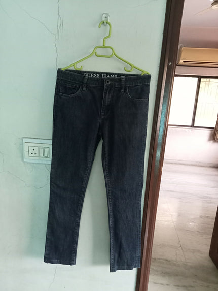 Women's Vintage skinny straight leg dark blue jeans - XS Size