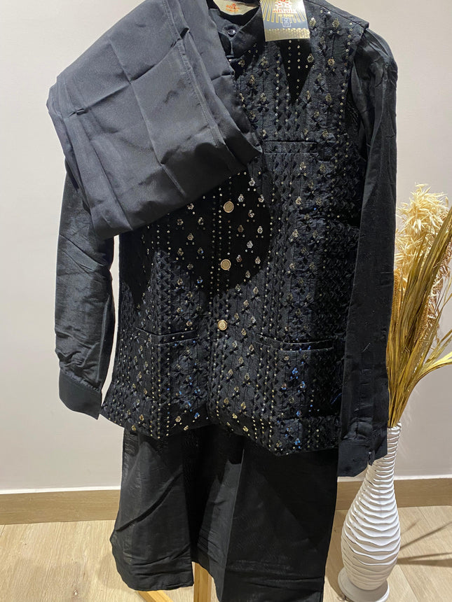 Men's Black Kurta Set - M Size