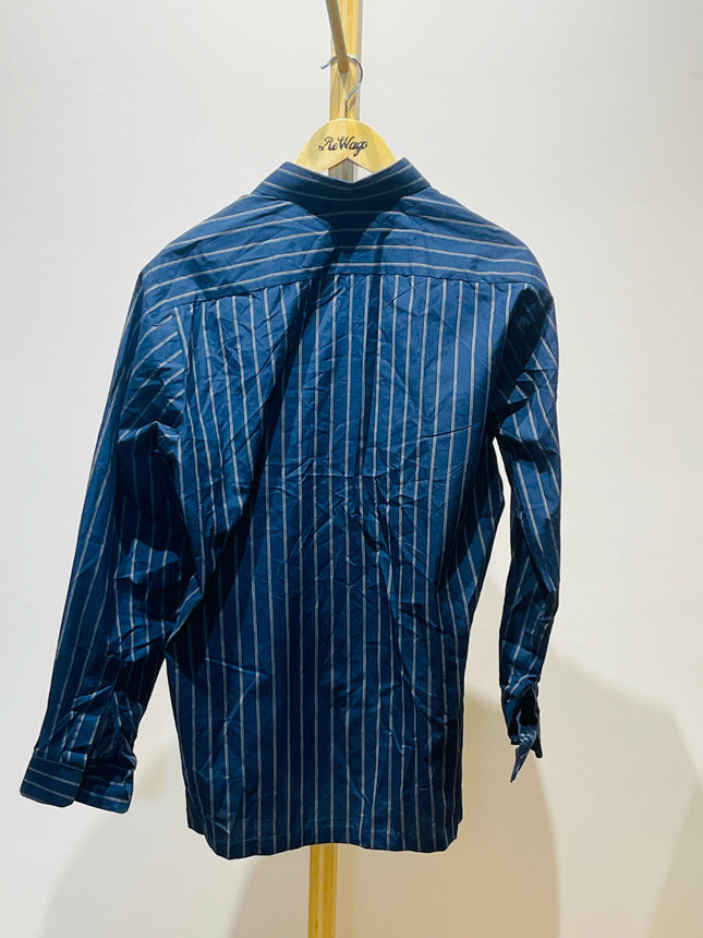 Men's Casual Navy Blue with Pinstripes Shirt - XXL size