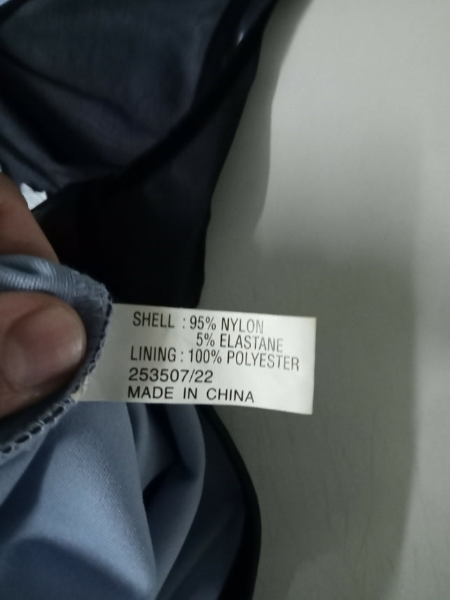 Vintage Wallis net mesh navy sleeveless top with embroidery detail.