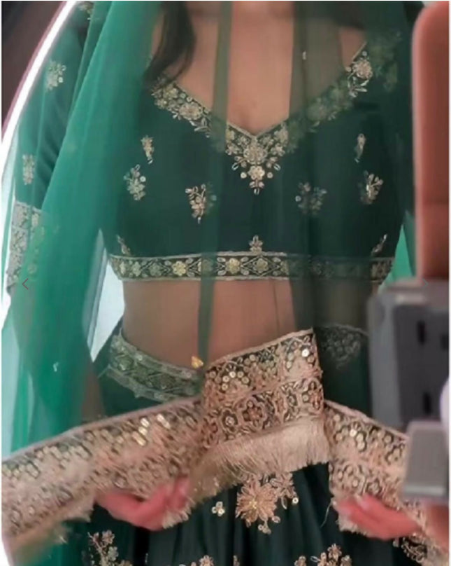 Women's Designer Green Lehenga for Mehendi / Festive Wear