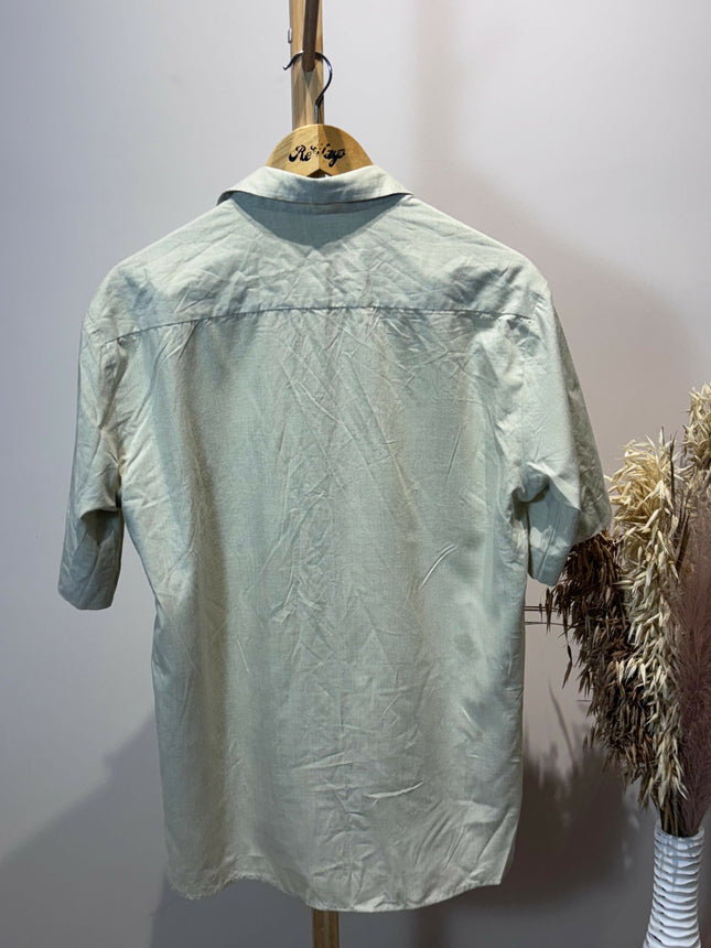 Men's Casual Pale Sage Beige Shirt - XL Size