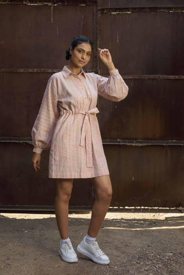 Anushe Pirani Womens Belted Shirt Dress