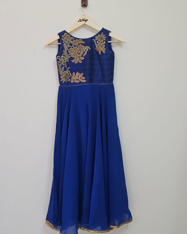 Blue Embroidered Grown Women Kurta