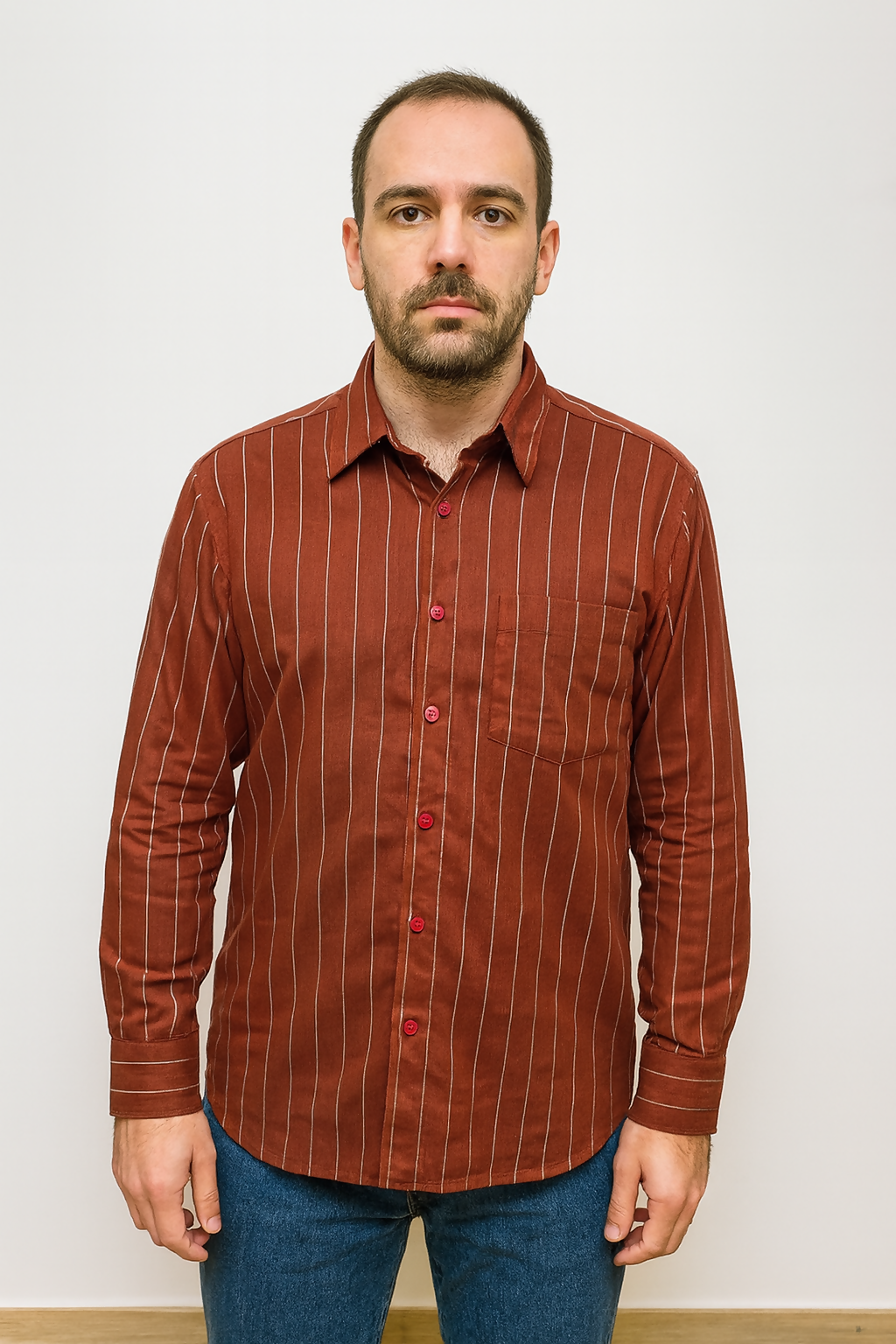 Men's Casual Maroon Shirt - XXL Size
