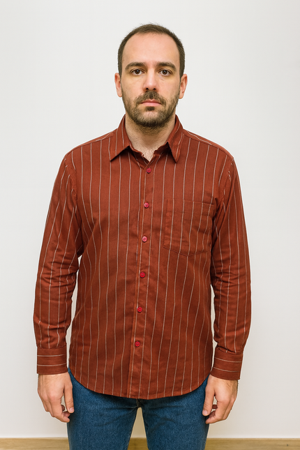 Men's Casual Maroon Shirt - XXL Size