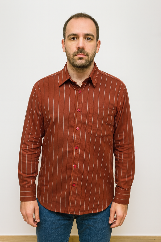 Men's Casual Maroon Shirt - XXL Size