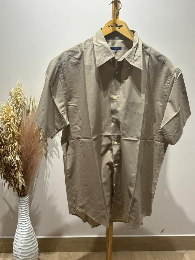 TEXSHIRT Men's Casual Cream Shirt - 2XL Size