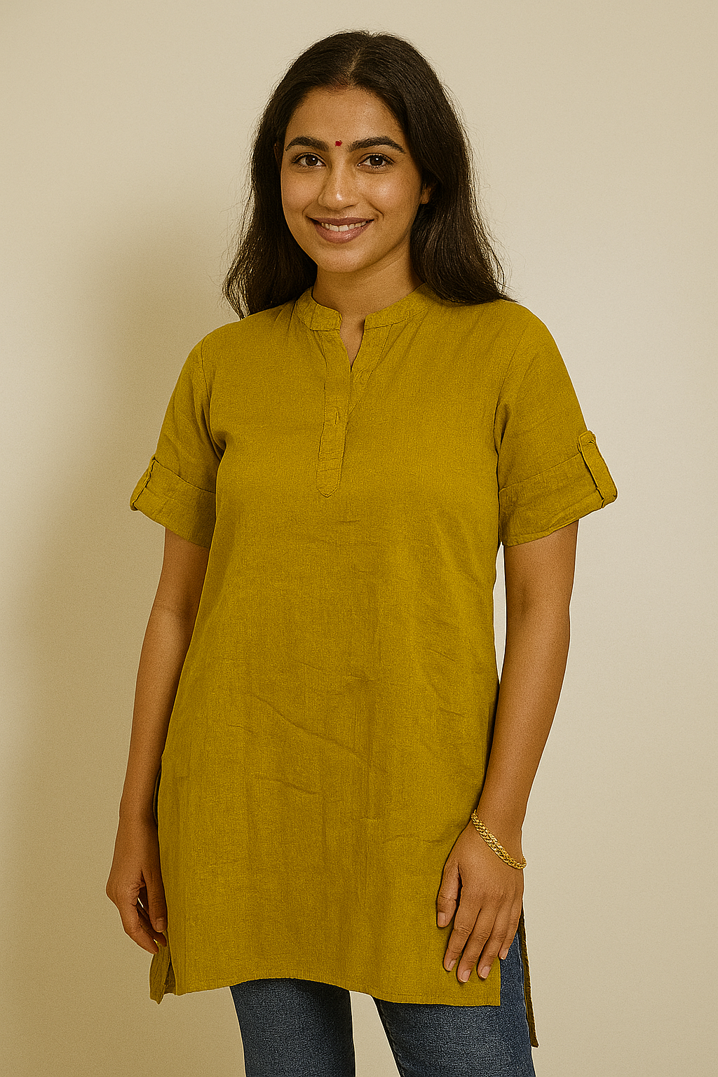 Women's Regluar Yellow Kurta - M Size