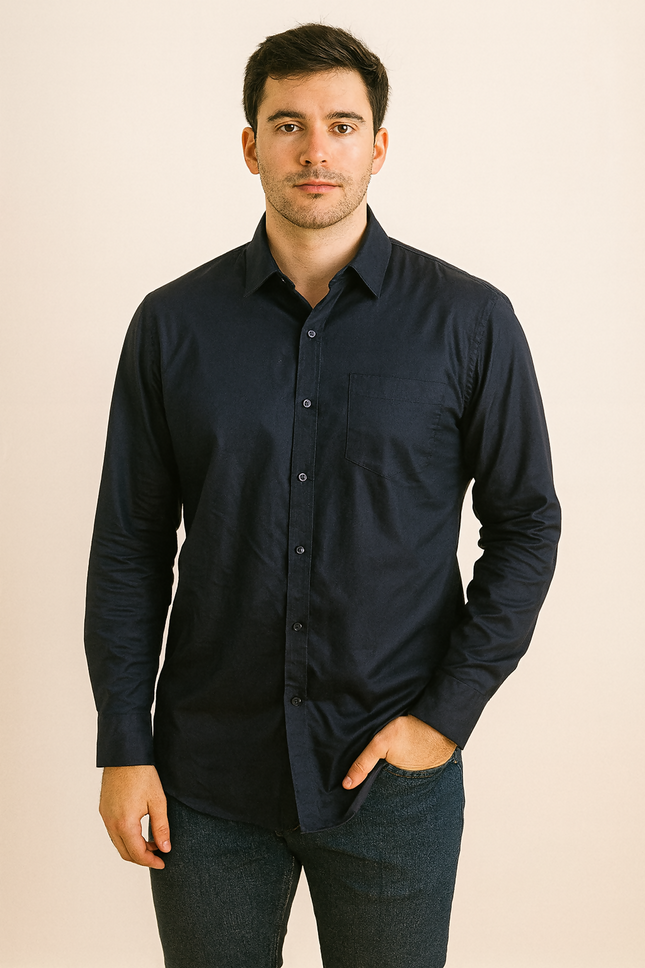 Men's Casual Deep Navy Blue Shirt - XXXL Size