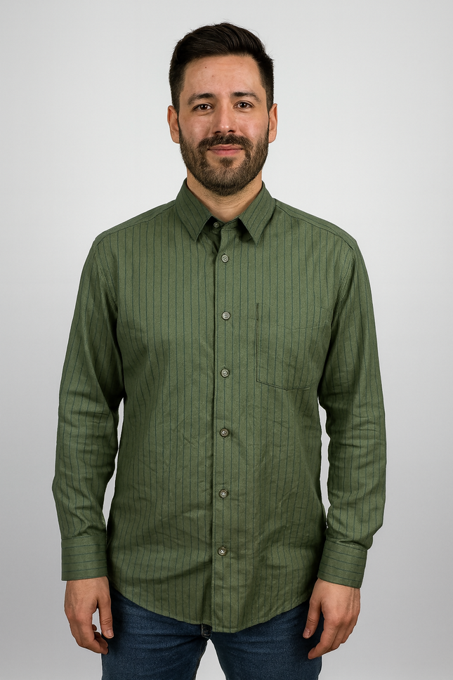 Men's Casual Green Shirt - XL Size