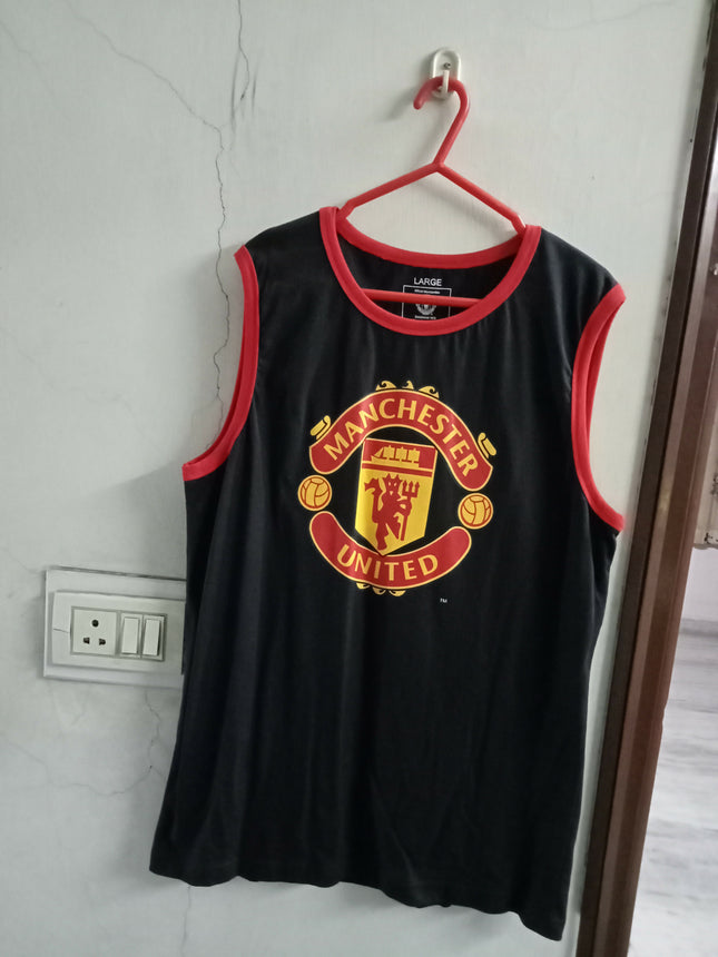 Men's Black Manchester United Tank Top - L Size