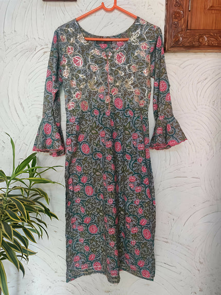 Greyish Pink with a Hint of Green colour Kurta