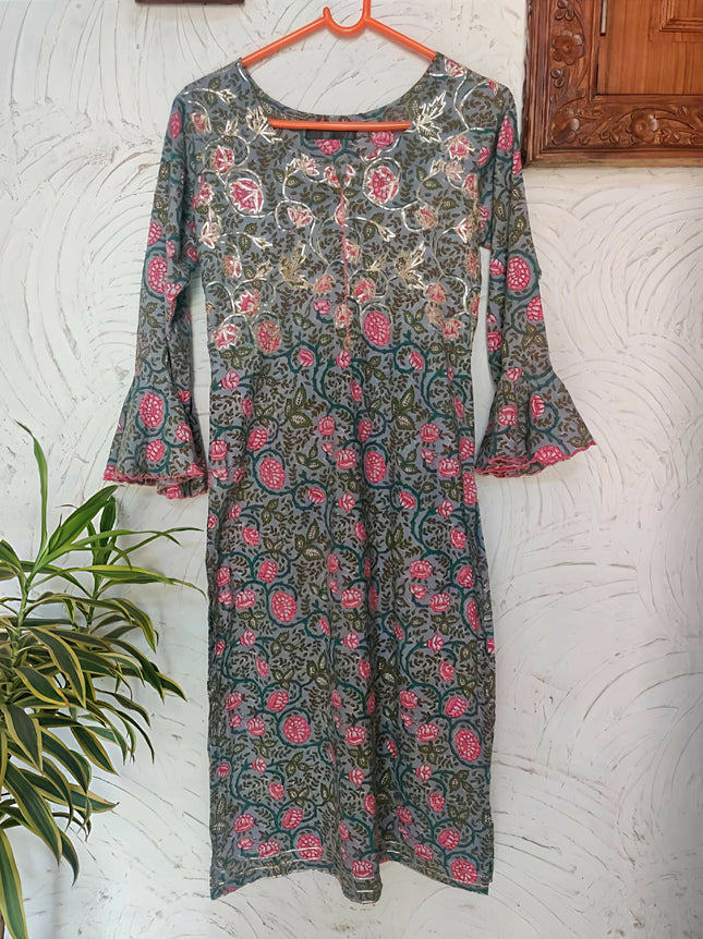 Greyish Pink with a Hint of Green colour Kurta