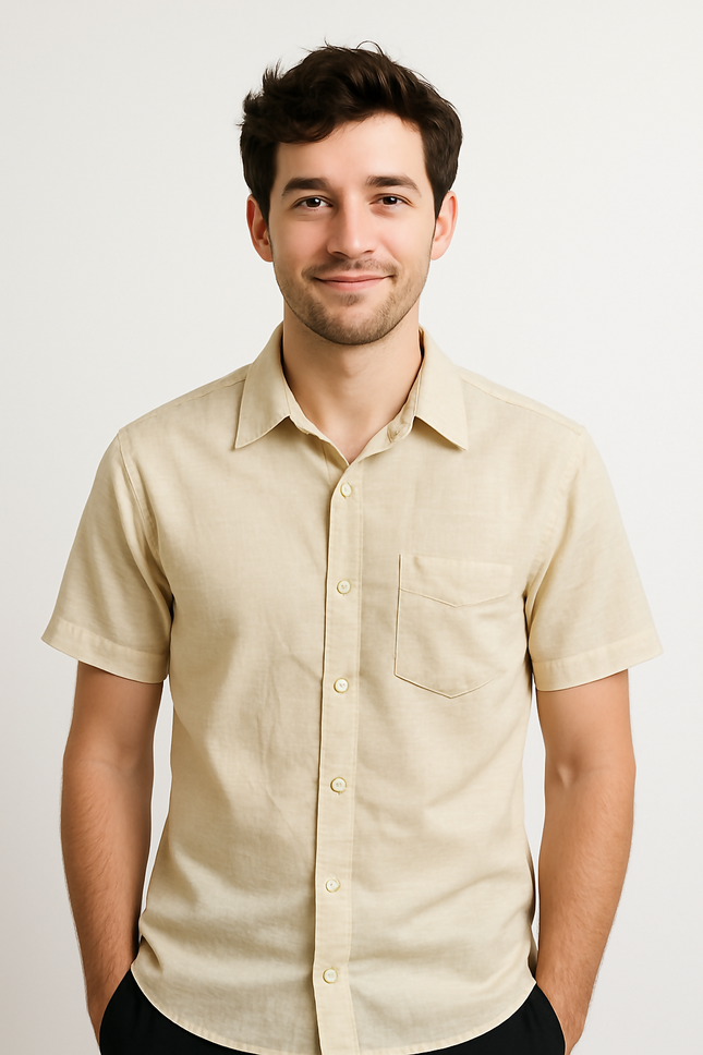 Men's Casual Begie Shirt - 2XL Size