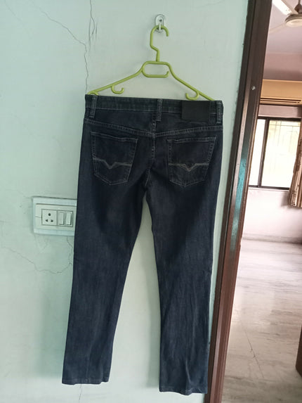 Women's Vintage skinny straight leg dark blue jeans - XS Size