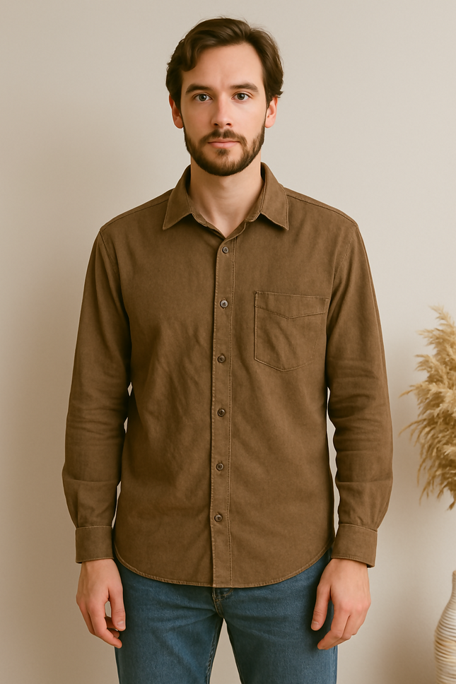 Men's Formal Brown Shirt - 3XL Size