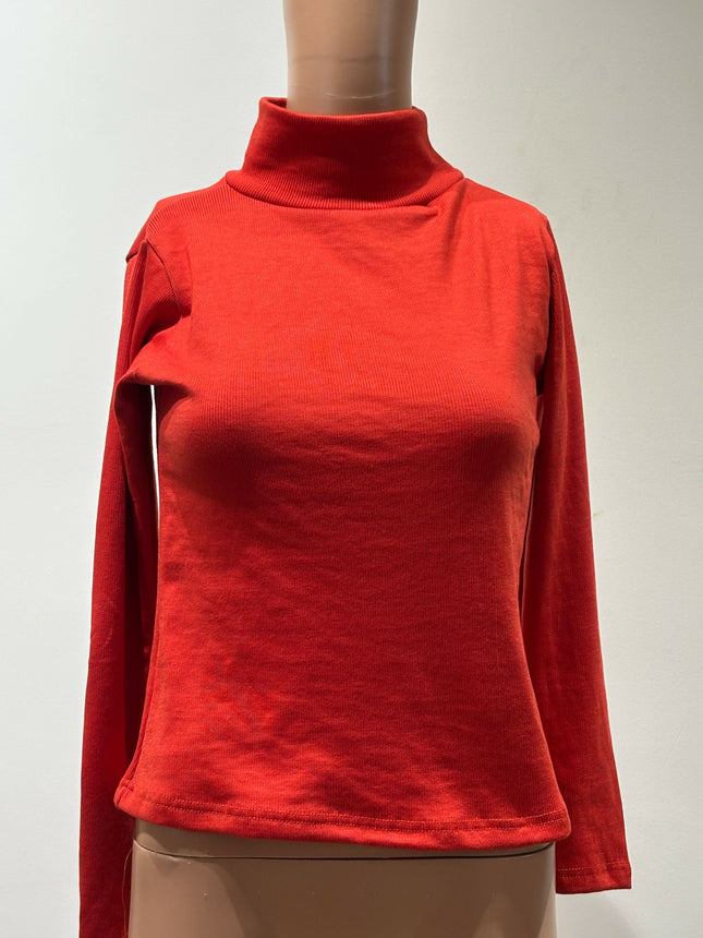 Women's High Neck Red Top - S Size