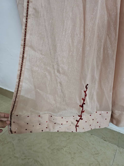 Party wear Beige-Red Designer gown of S-M size