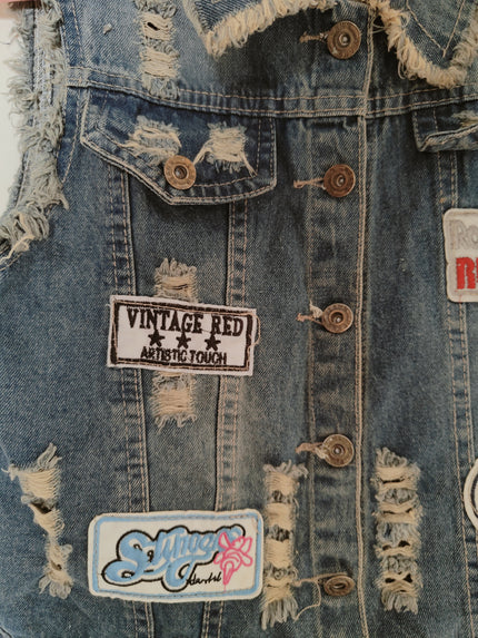 Women's Denim Patchwork Jacket - S Size