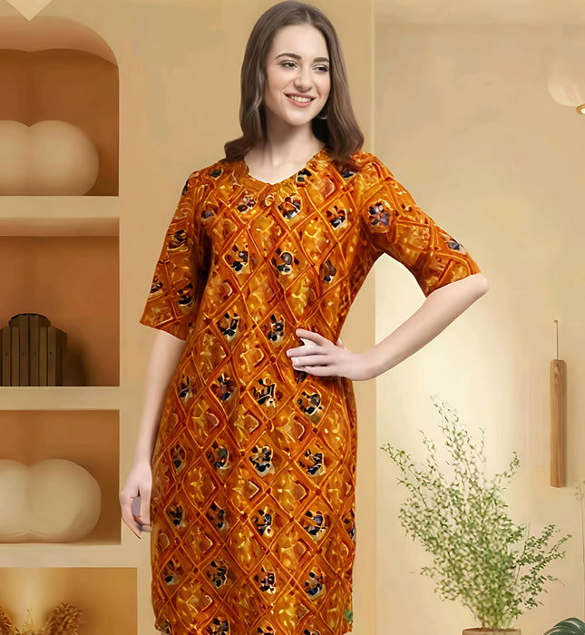 Navy Blue & Golden print Orange Kurta