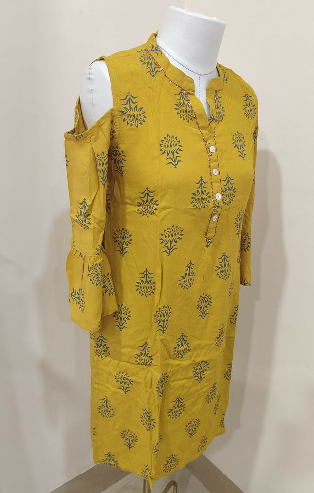 Iktara Women's Ethnic Mustard Kurti Size L