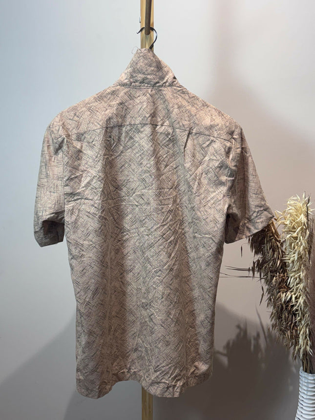 Men's Casual Beige Printed Shirt – XL Size