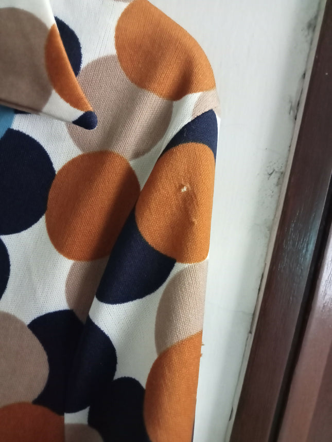 Vintage abstract circle long sleeved blouse