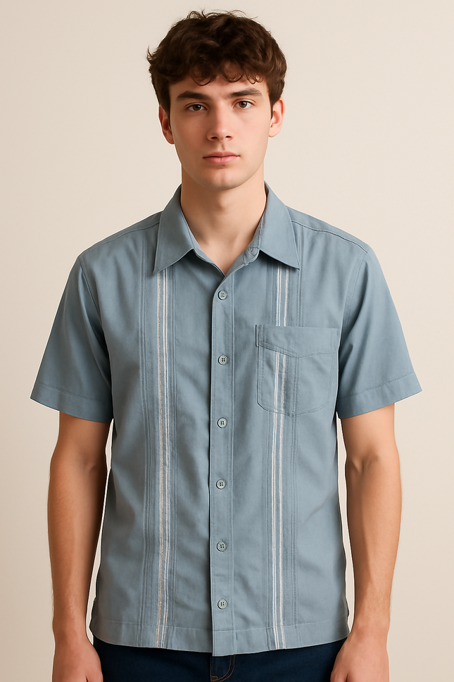 Men's Casual Dusty Steel Blue Shirt - XXL