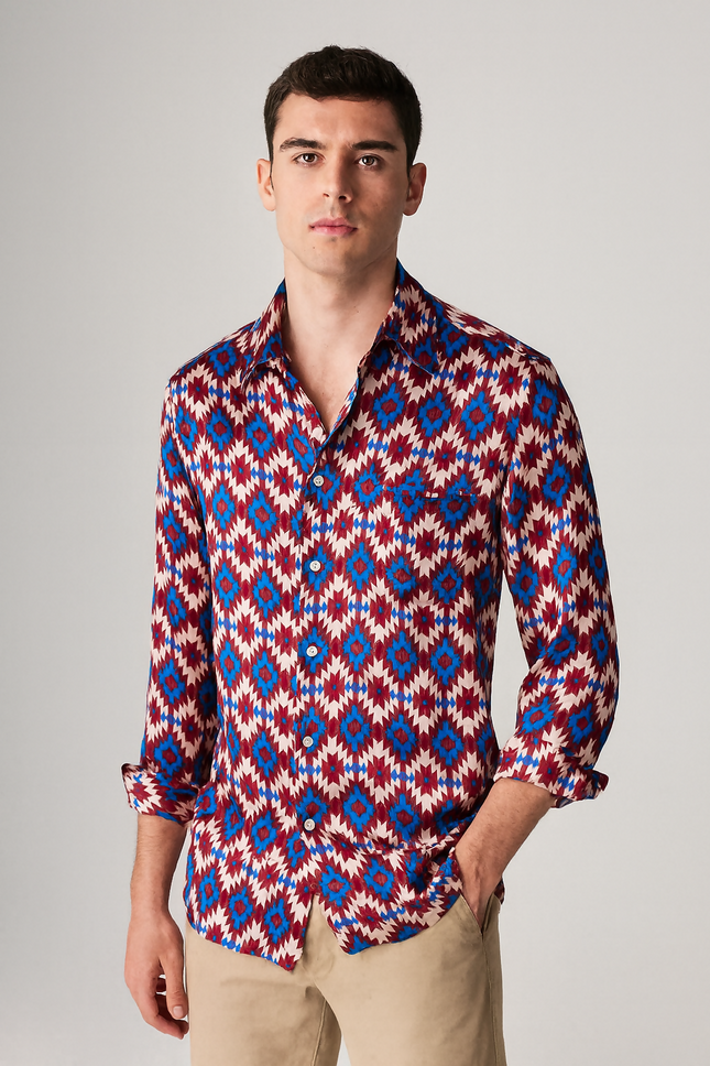 Men's Casual Vibrant Multicolor Shirt - XXL size
