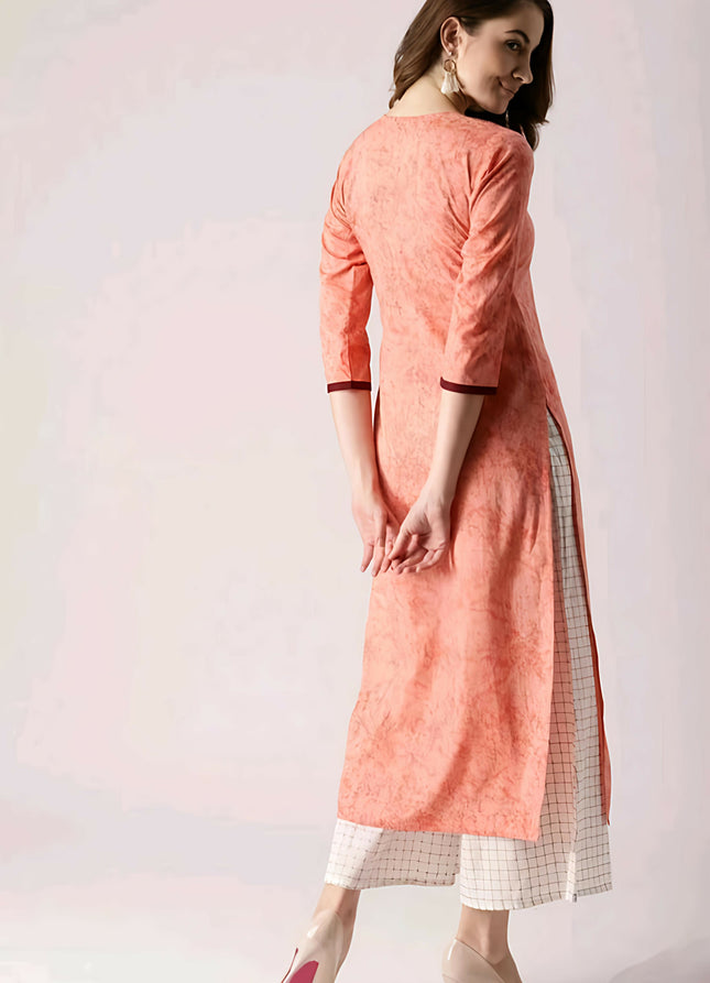 Libas Embroidered Sharbati (Pastel Orange) Kurta