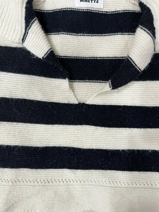 Limited Edition MINETTE Striped Crop Polo Sweater
