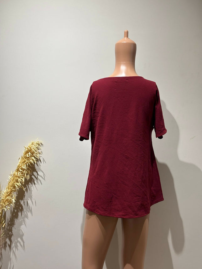 Women's Casual Maroon Top - L Size