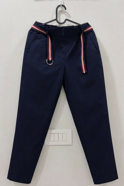 Navy Tailored Trousers with Belt