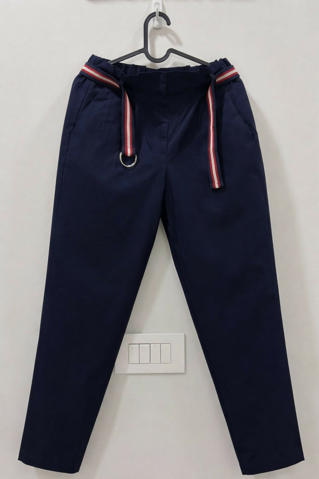 Navy Tailored Trousers with Belt