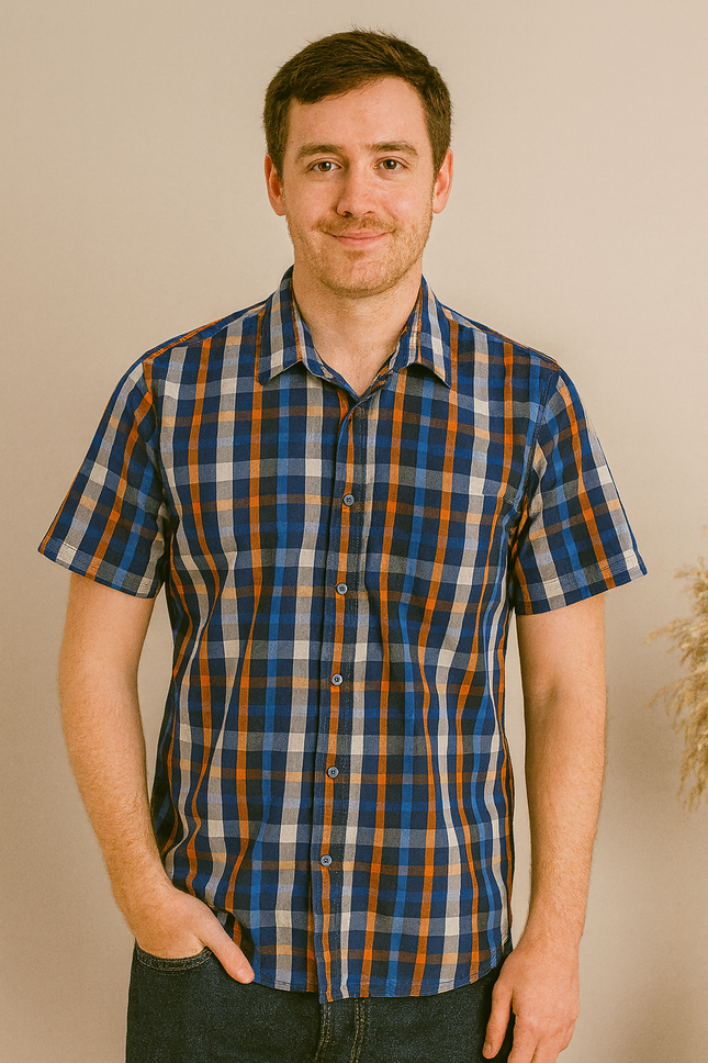 Men's Casual Blue Shirt - M Size