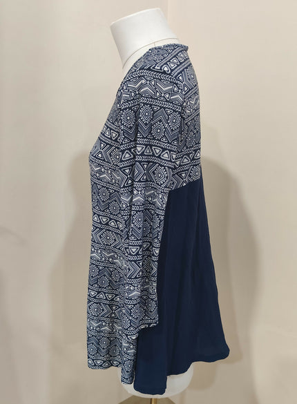 AND Women's Casual Navy Printed Top Size M
