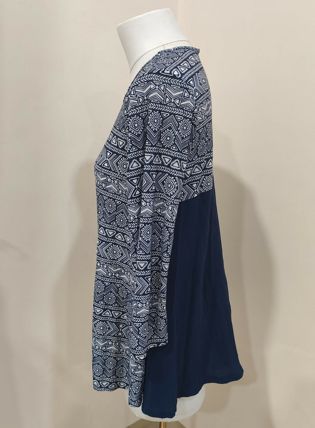 AND Women's Casual Navy Printed Top Size M